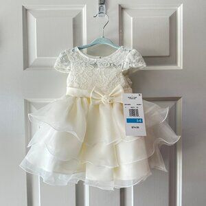 Beautiful Rare Editions Lace Crinoline Tiered Tulle Baby Dress Size 3-6 Months